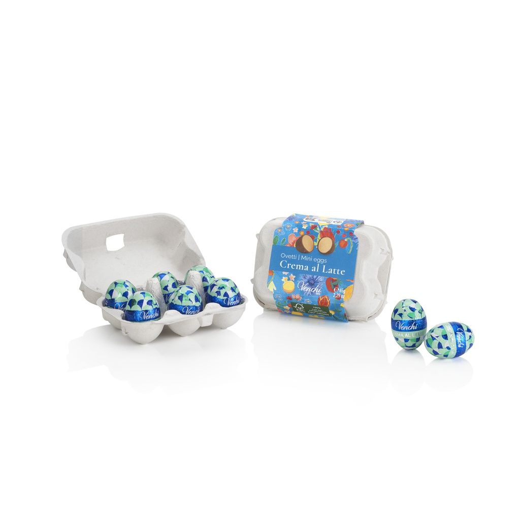 Petite boite carton 6 mini oeufs fourrés 65g x 12
