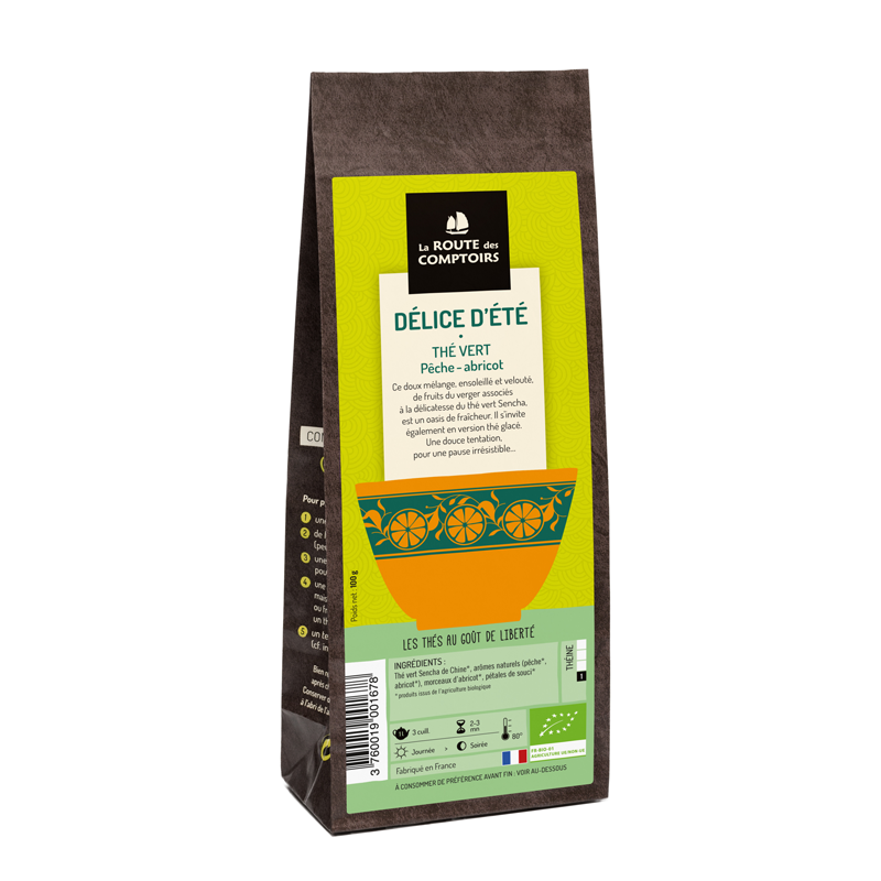 Thé vert Délice d'été pêche-abricot 100g X6