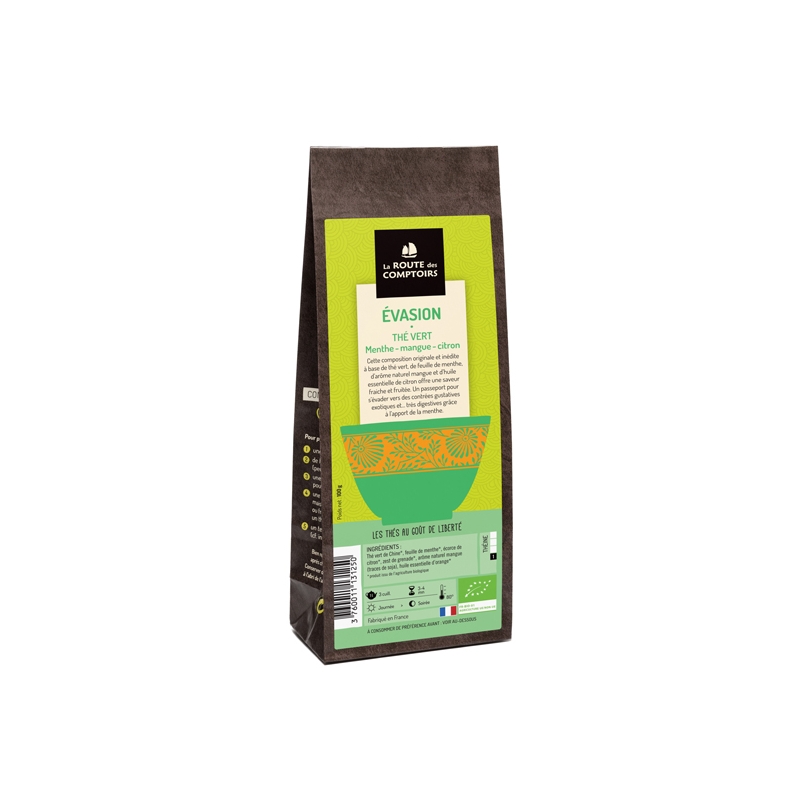 Thé vert Evasion menthe-mangue-citron 100g X6