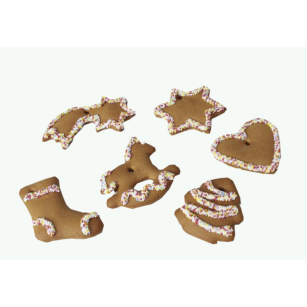 Assortiment 6 figurines Noël en pain d'épices 12g x30
