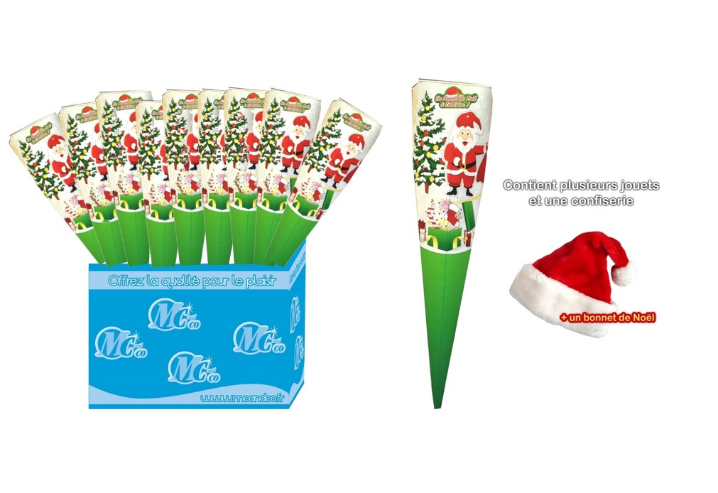 Display Cornet surprises de Noël avec bonnet  x 20