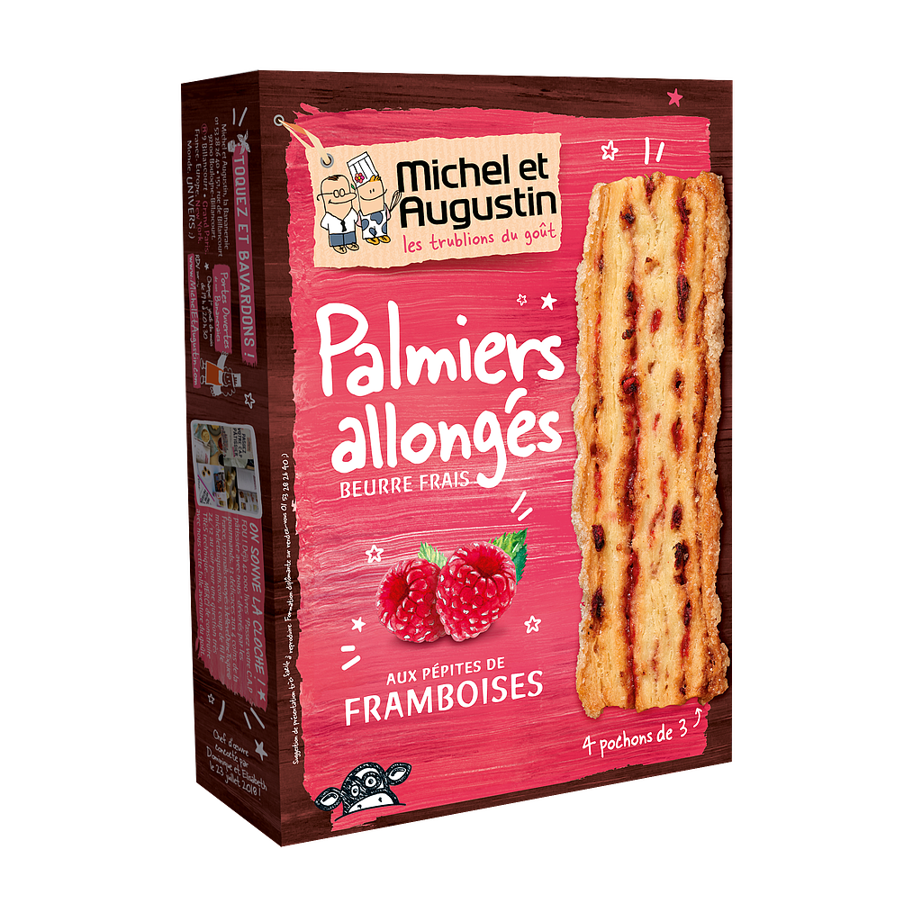 Palmiers allongés pépites de framboise* 120g x 10