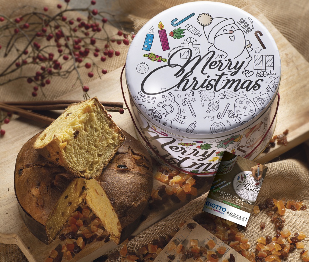 Panettone boite métal Noël à peindre 1Kg x 6