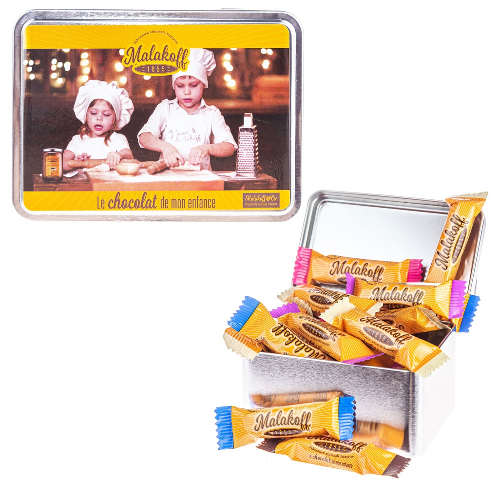 Boite métal cuisinier 15 minis barres assorties 112g x 3
