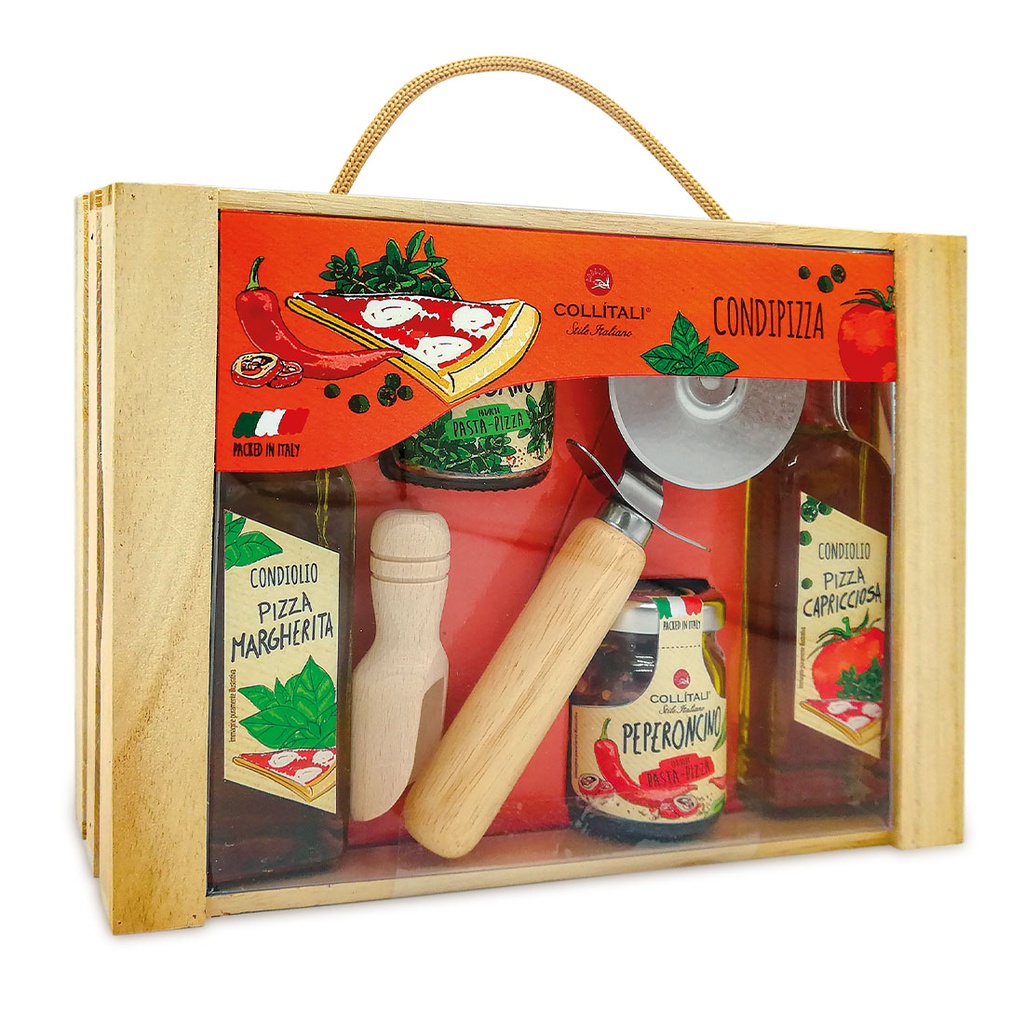 Coffret bois tout pour la PIZZA 200ml+25,5g X6