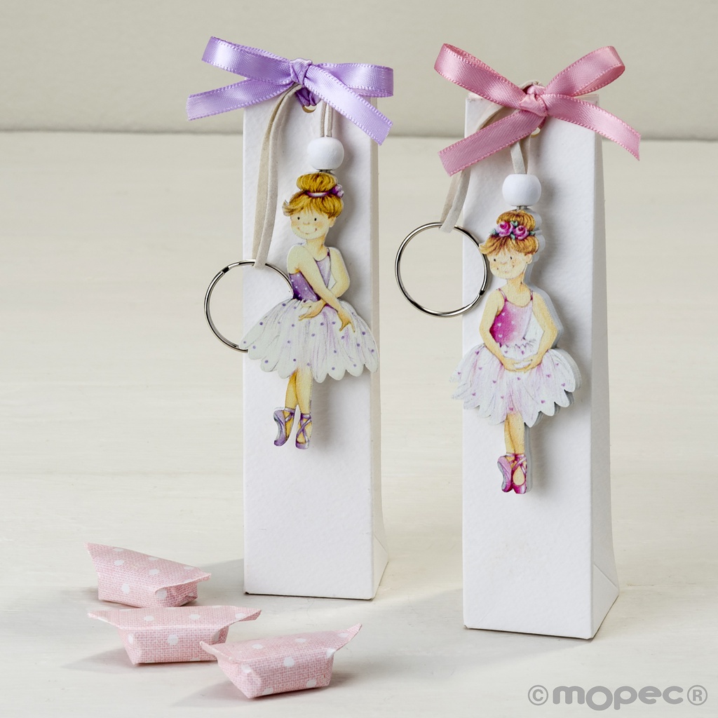 Porte-clé ballerine en bois 12g x 12