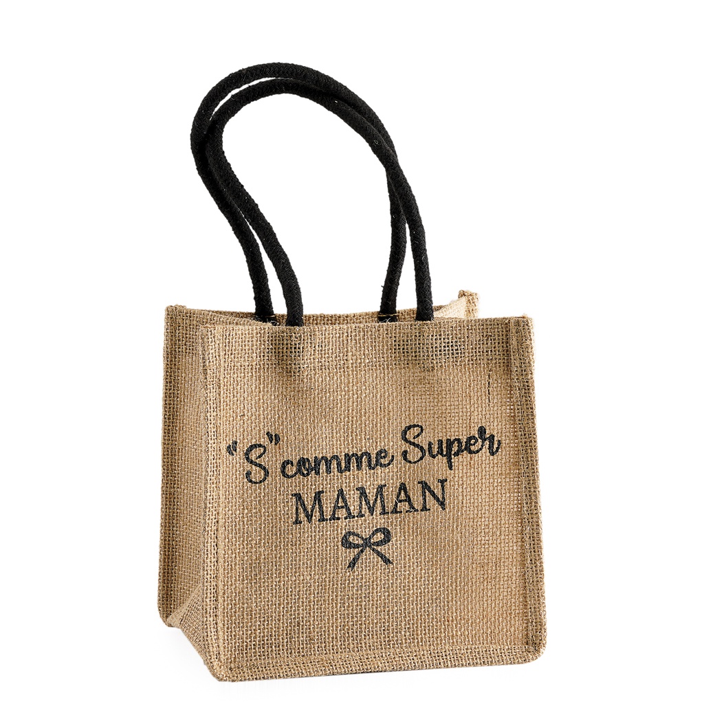 SAC JUTE MAMAN super anses noires x  6