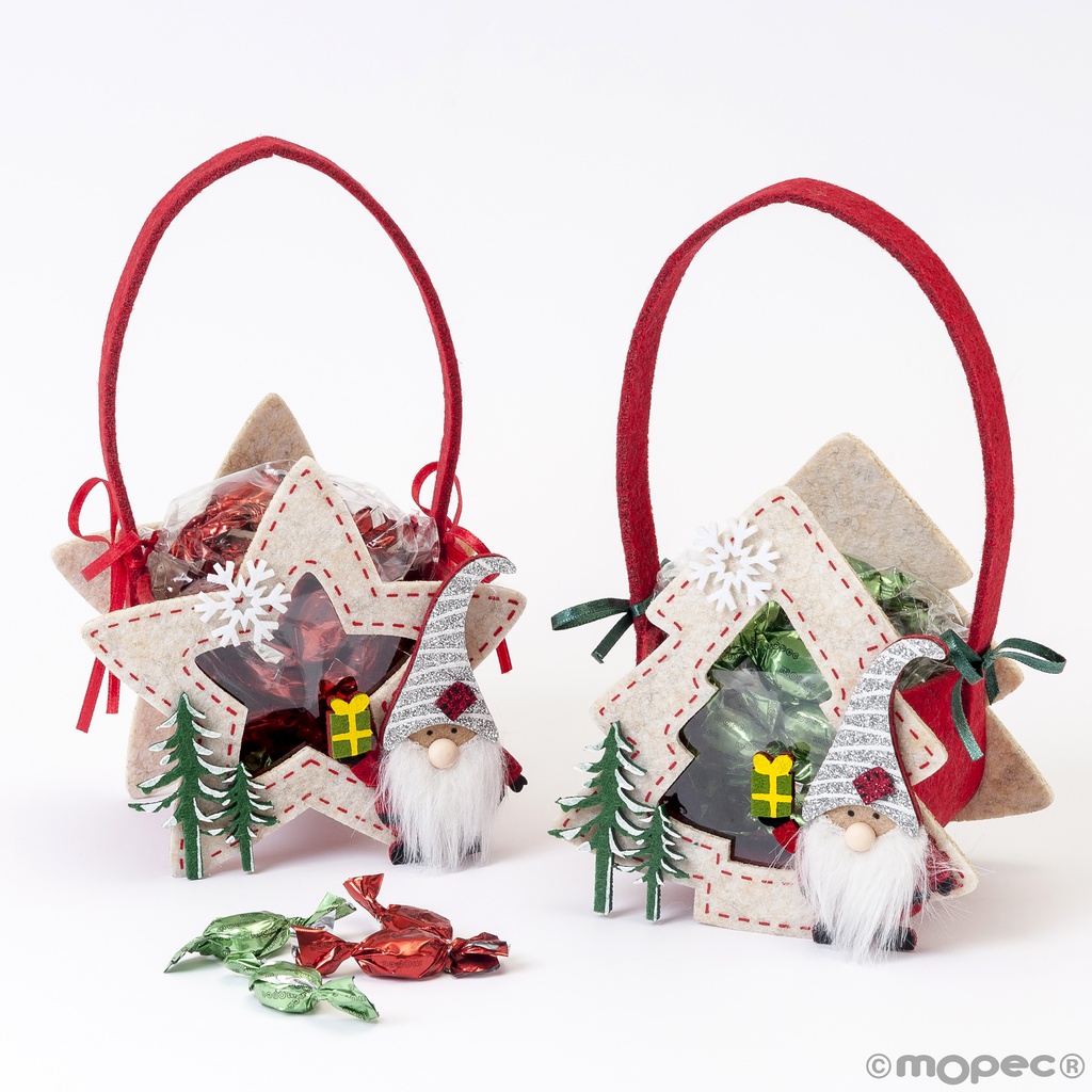Panier sapin ou étoile en feutrine 60g x 8