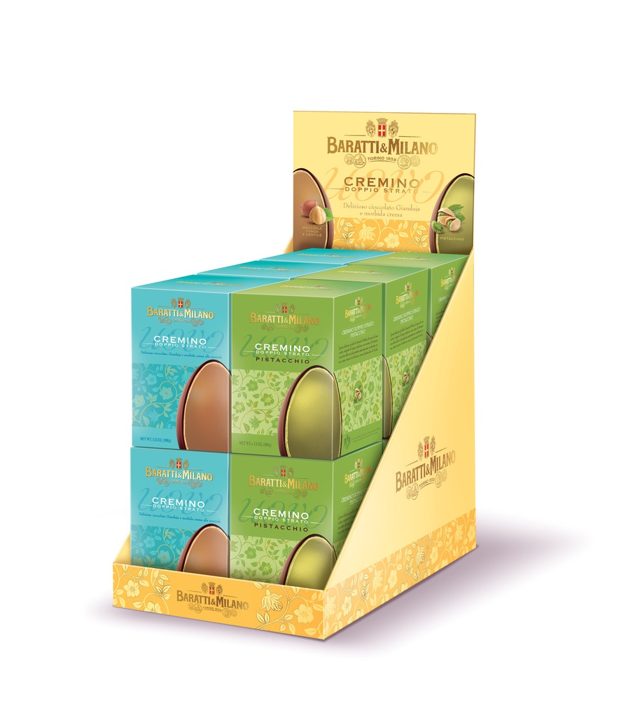 Présentoir oeuf Cremino classique et pistache 100g x 12