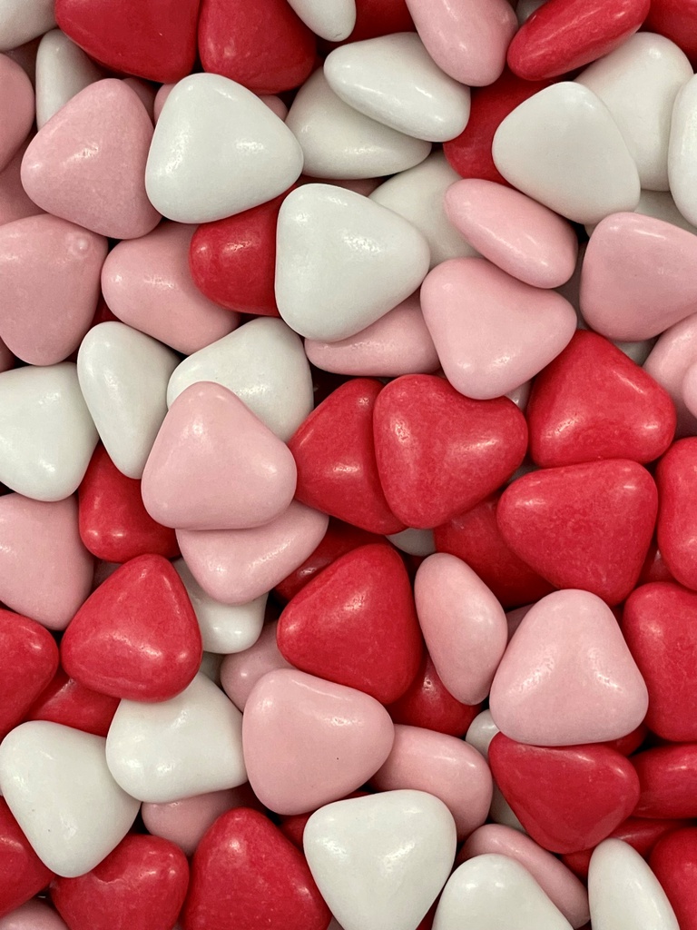 Vrac coeur chocolat blanc rose rouge 5kg x 1