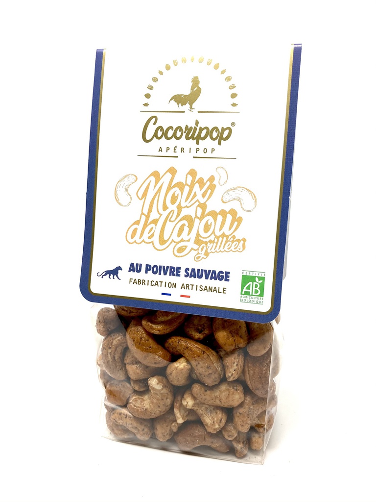 APERIPOP noix de cajou bio grillées au poivre sauvage 125g X16