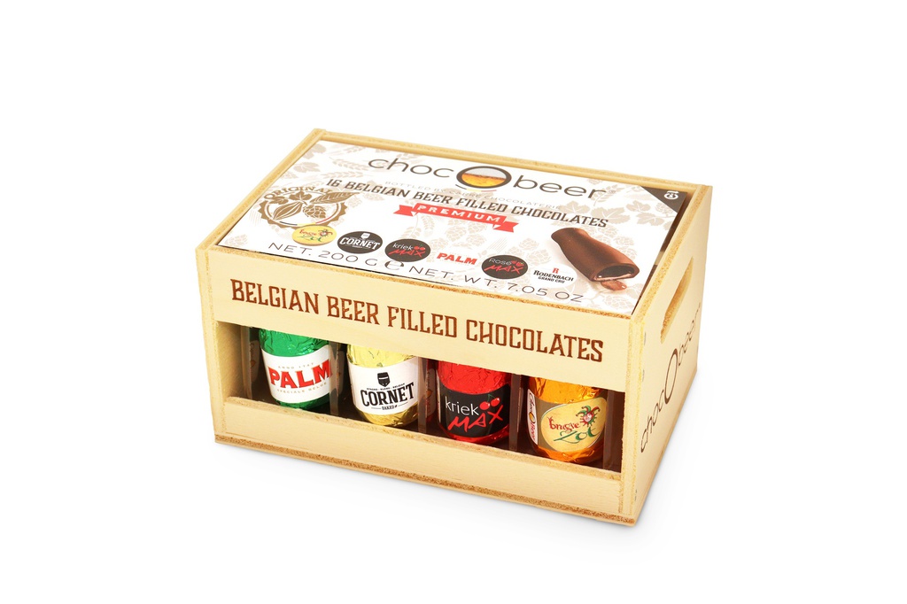 Casier bois chocolat à la bière Belge 200g x 12