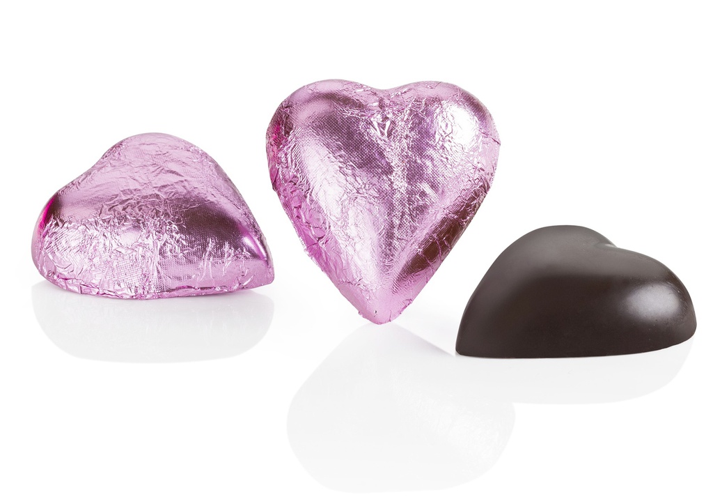 Coeurs de chocolat noir 70% emb mauve 5kg x 1