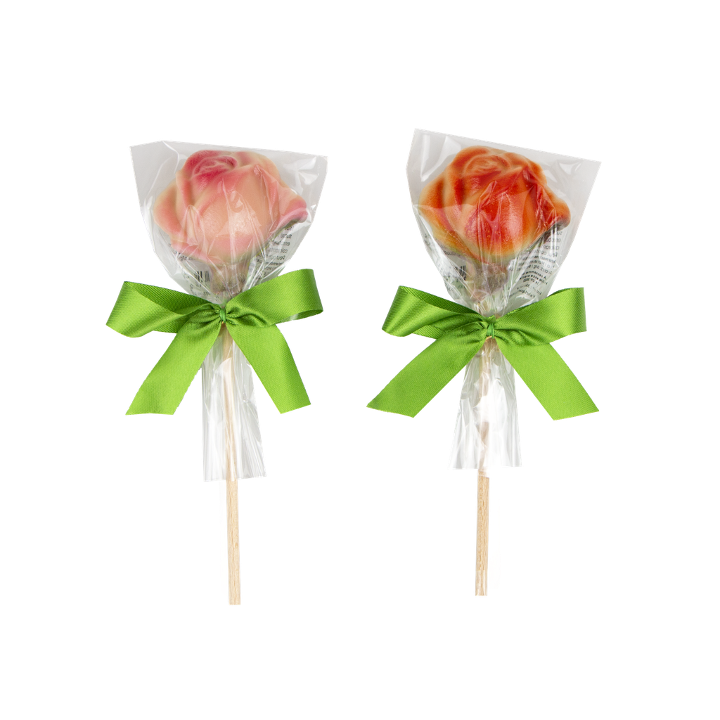 Assort sucettes roses en pate d'amande 25g x 36