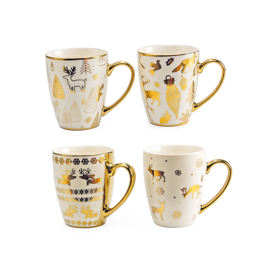 Tasses décor Or x 4 modèles