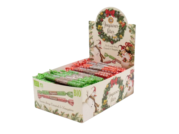 Présentoir sucre d'orge caramel et nougat 16g x 100