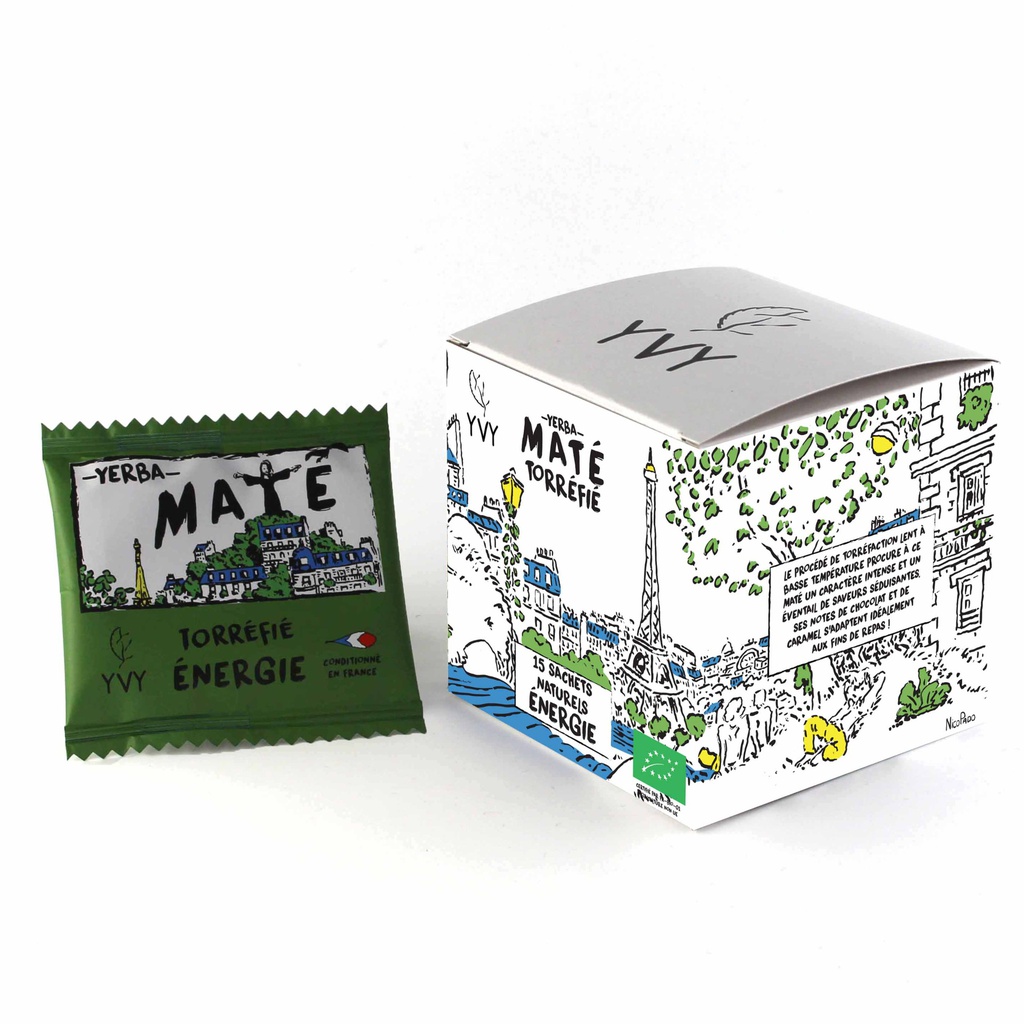 Boite de 15 infusettes Maté torréfié BIO énergie 30g X8