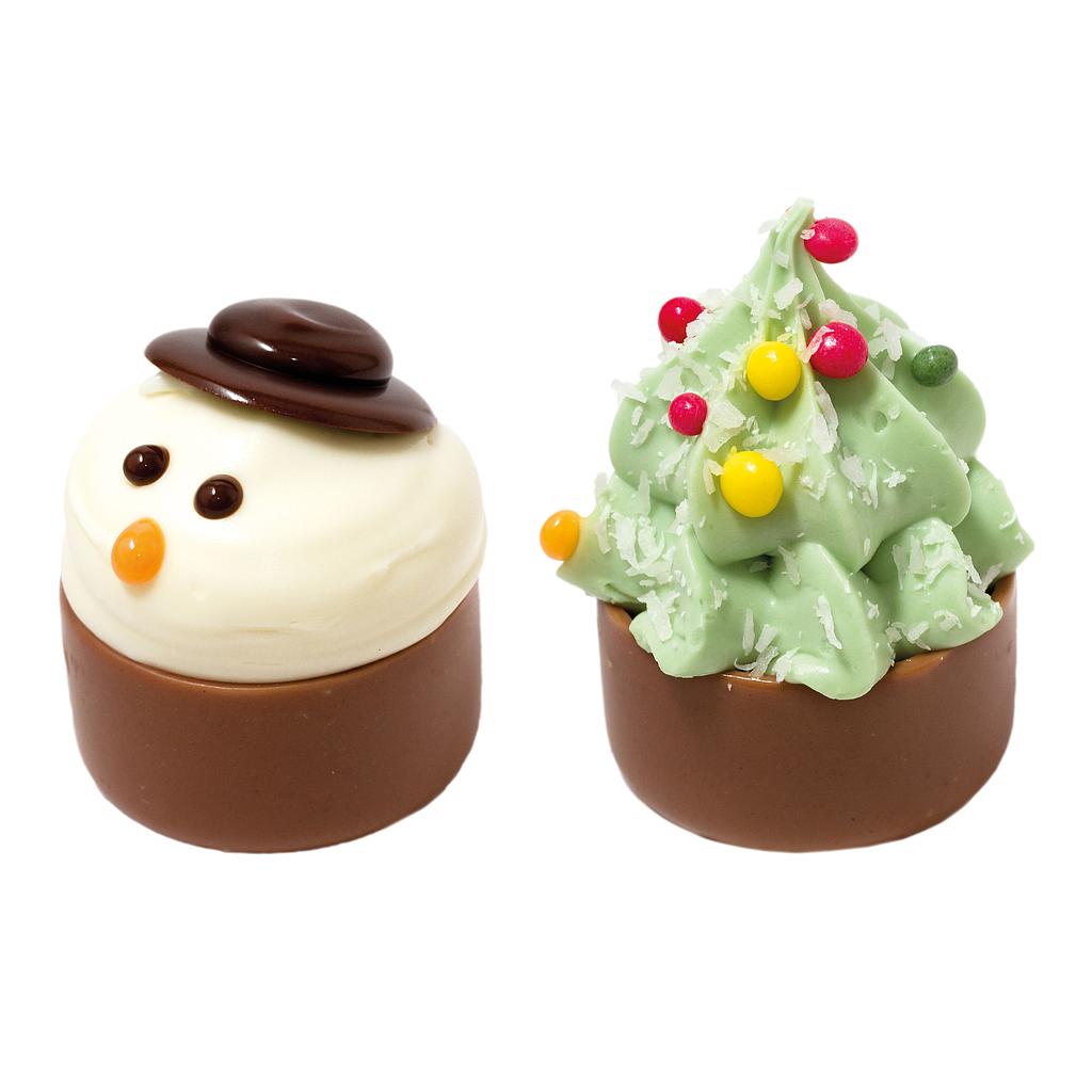 Bonhomme de neige et Sapin de Noël fourrage praliné en 1 kg