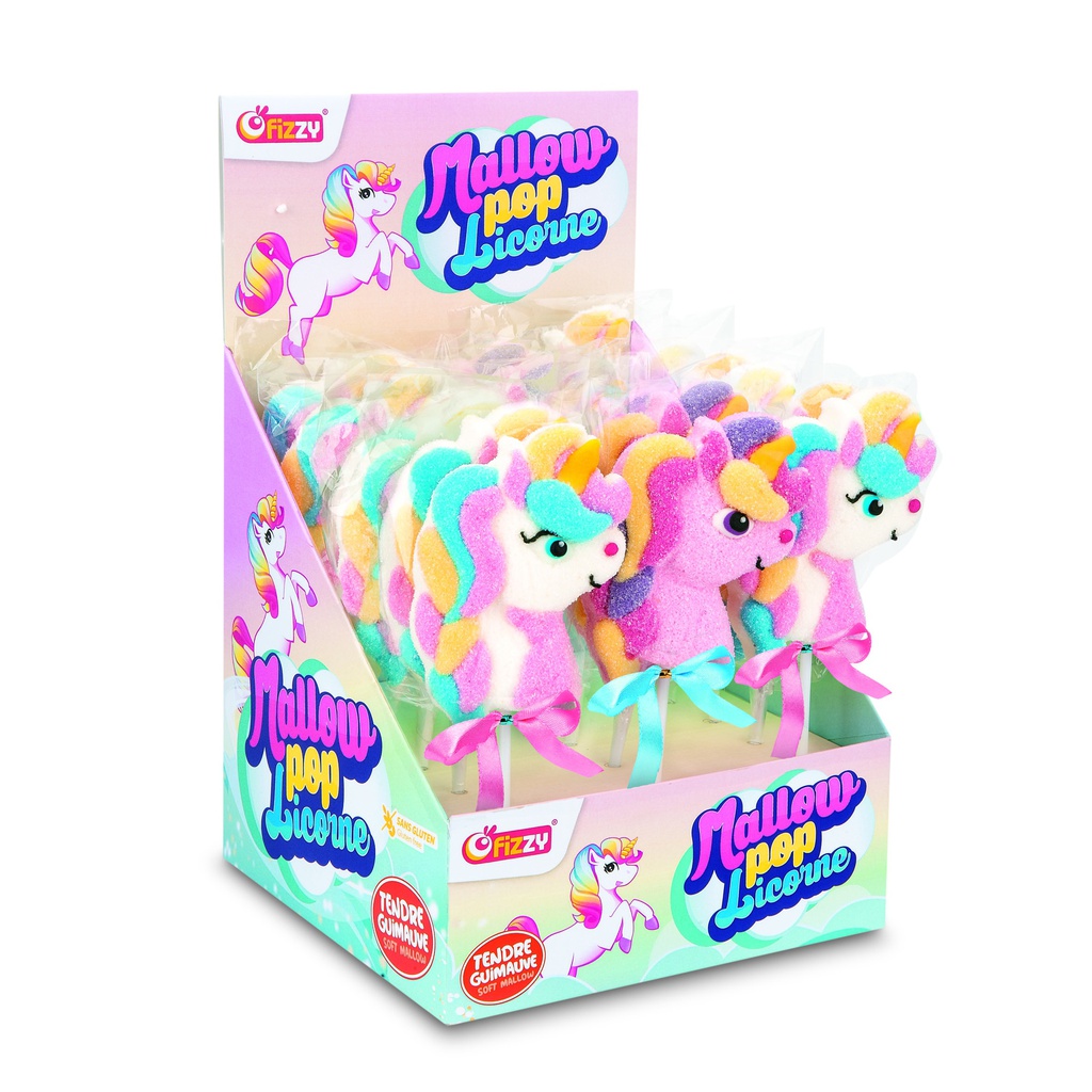 Sucette licorne mallow 2 modèles 35g x 18