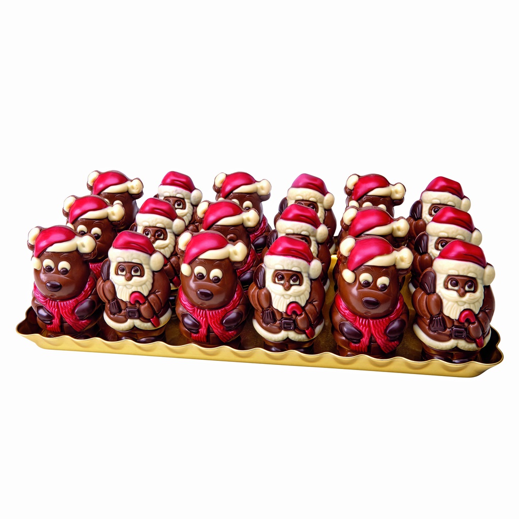 Figurines père noël et élan nus sur plateau 55gx36